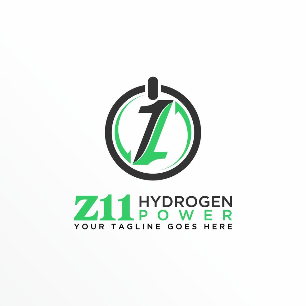 Letter or word Z or number 11 flip font with Hydrogen, power and Recycle image graphic icon logo design abstract concept vector stock. Can be used as a symbol related to Chemical or initial.