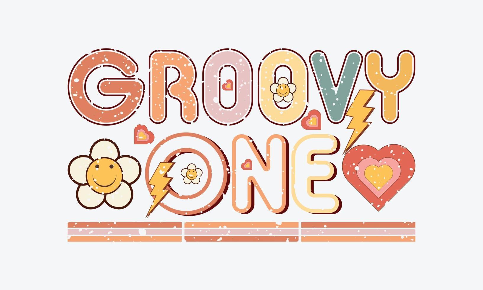 Groovy One Easter SVG Design. Bright card with easter bunny. hand drawn modern calligraphy design vector illustration
