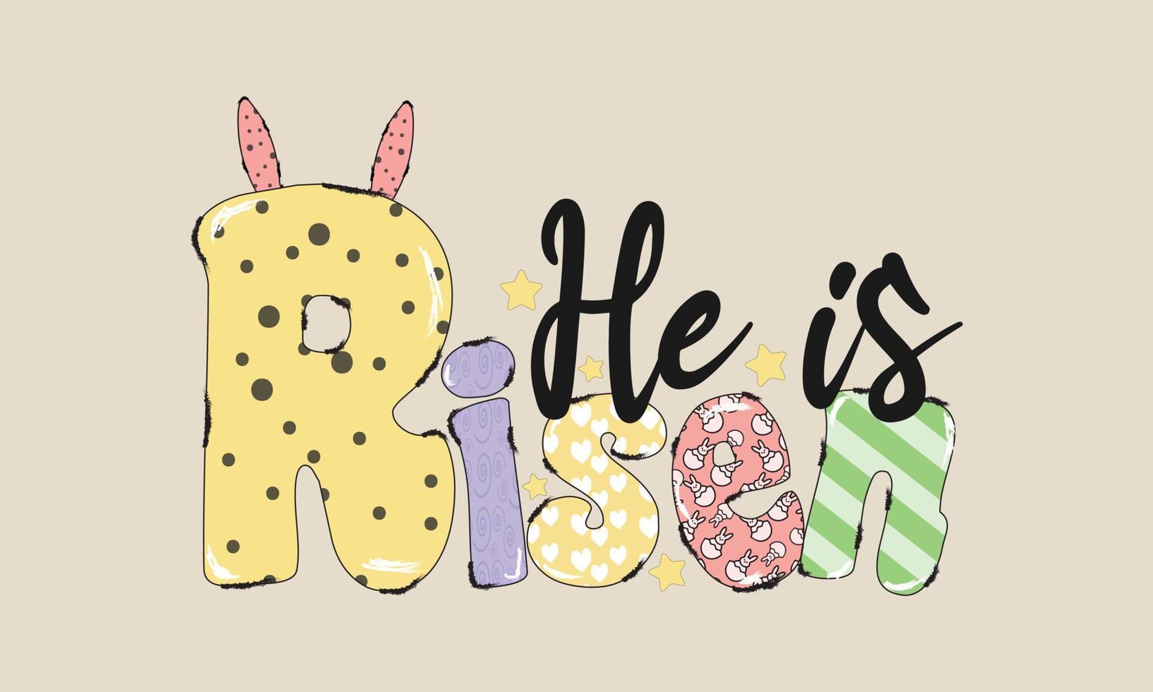 He Is Risen SVG Cut File. Happy Easter Svg. Happy Easter modern brush calligraphy. Easter quotes design vector