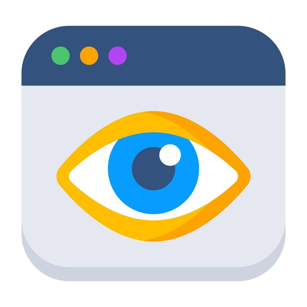 Eye on web page, icon of web monitoring vector
