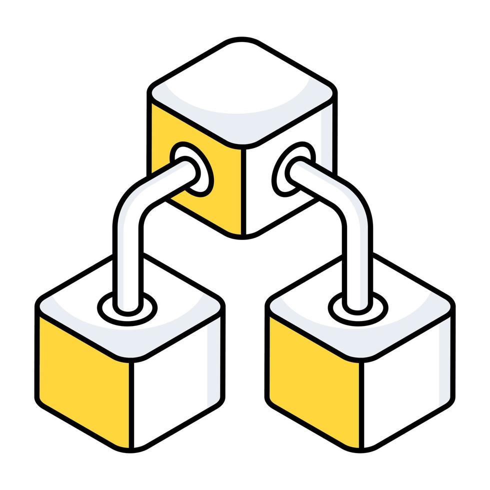 Editable design icon of 3d cube network vector