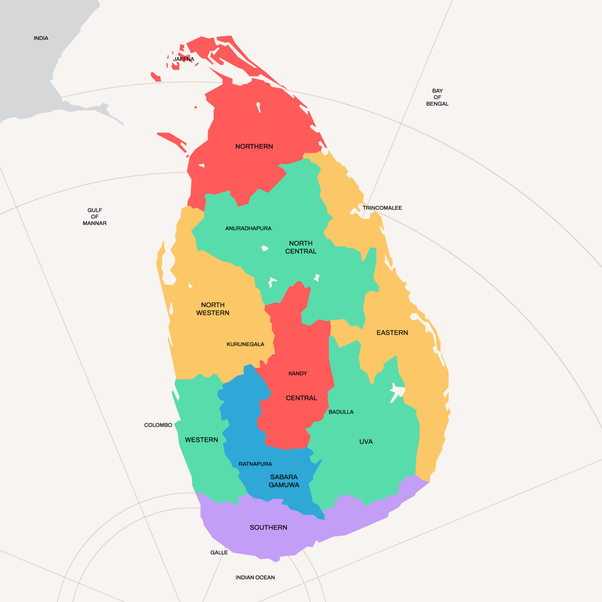Sri Lanka Country Map with City Names 19802355 Vector Art at Vecteezy