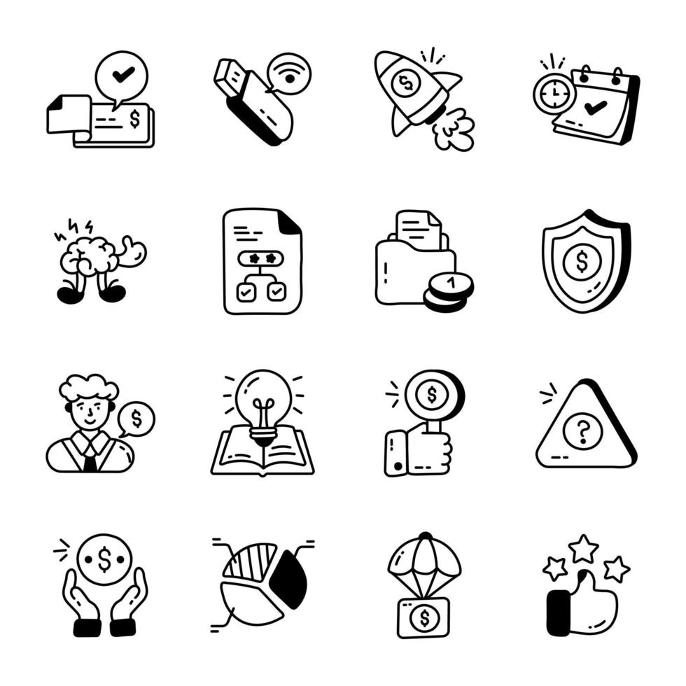 A Bundle of 16 Business Doodles vector