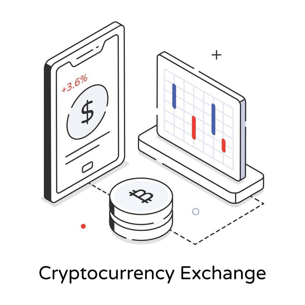 Trendy Cryptocurrency Exchange vector