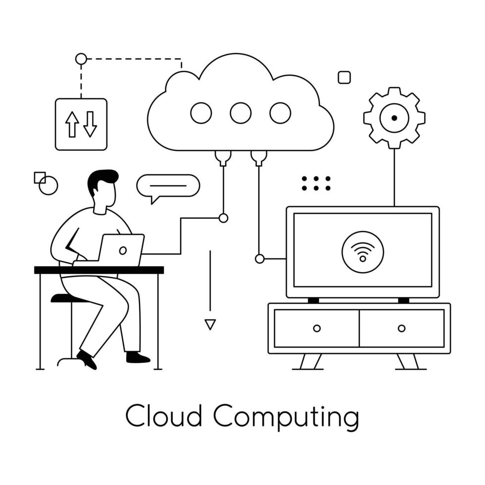 computación en la nube de moda vector