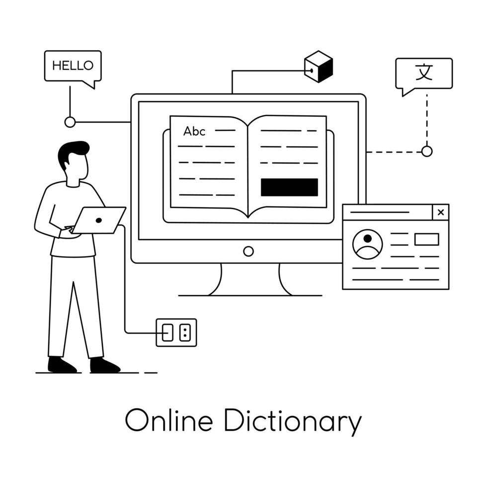 Trendy Online Dictionary 19803244 Vector Art at Vecteezy