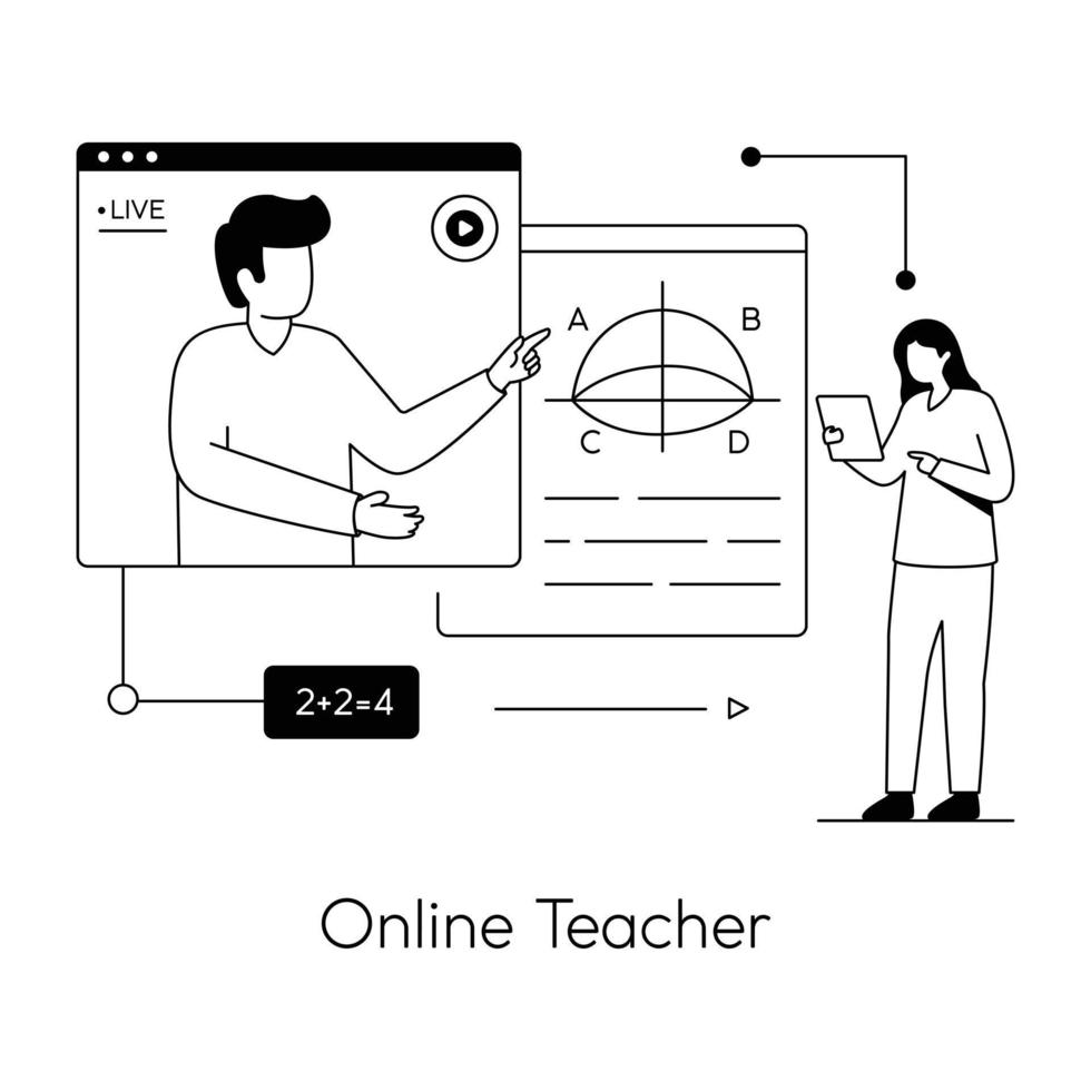Trendy Online Teacher vector