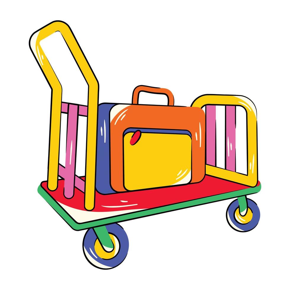Trendy Luggage Trolley vector