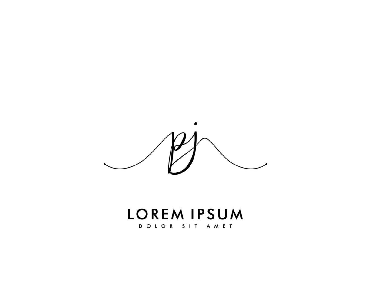 Initial letter PJ Feminine logo beauty monogram and elegant logo design, handwriting logo of initial signature, wedding, fashion, floral and botanical with creative template vector