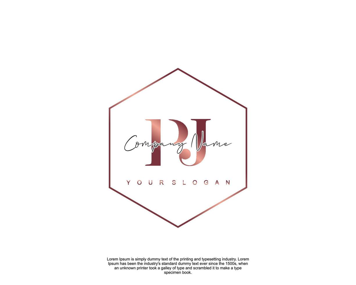 Initial letter PJ Feminine logo beauty monogram and elegant logo design, handwriting logo of initial signature, wedding, fashion, floral and botanical with creative template vector