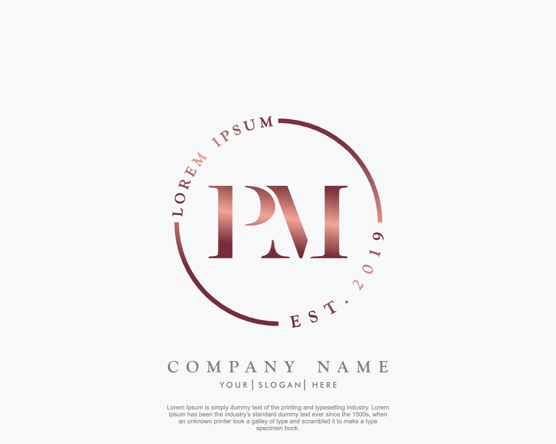 Initial monogram letter pm logo design template Vector Image