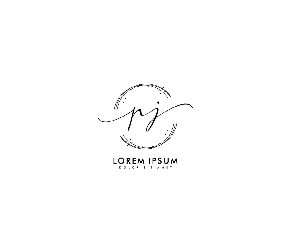 Initial letter PJ Feminine logo beauty monogram and elegant logo design, handwriting logo of initial signature, wedding, fashion, floral and botanical with creative template vector