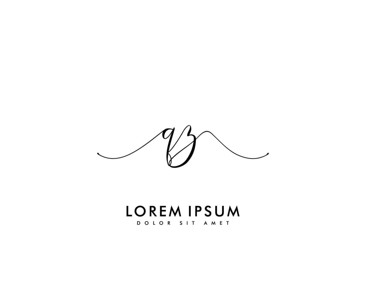 Initial letter QZ Feminine logo beauty monogram and elegant logo design, handwriting logo of initial signature, wedding, fashion, floral and botanical with creative template vector