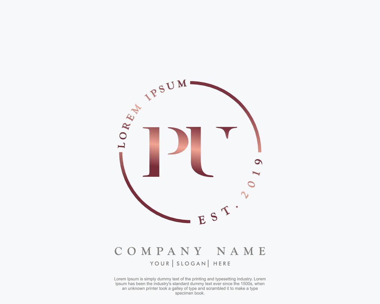 Initial letter PU Feminine logo beauty monogram and elegant logo design, handwriting logo of initial signature, wedding, fashion, floral and botanical with creative template vector