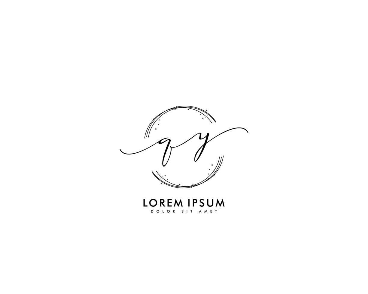 inicial letra qy femenino logo belleza monograma y elegante logo diseño, escritura logo de inicial firma, boda, moda, floral y botánico con creativo modelo vector