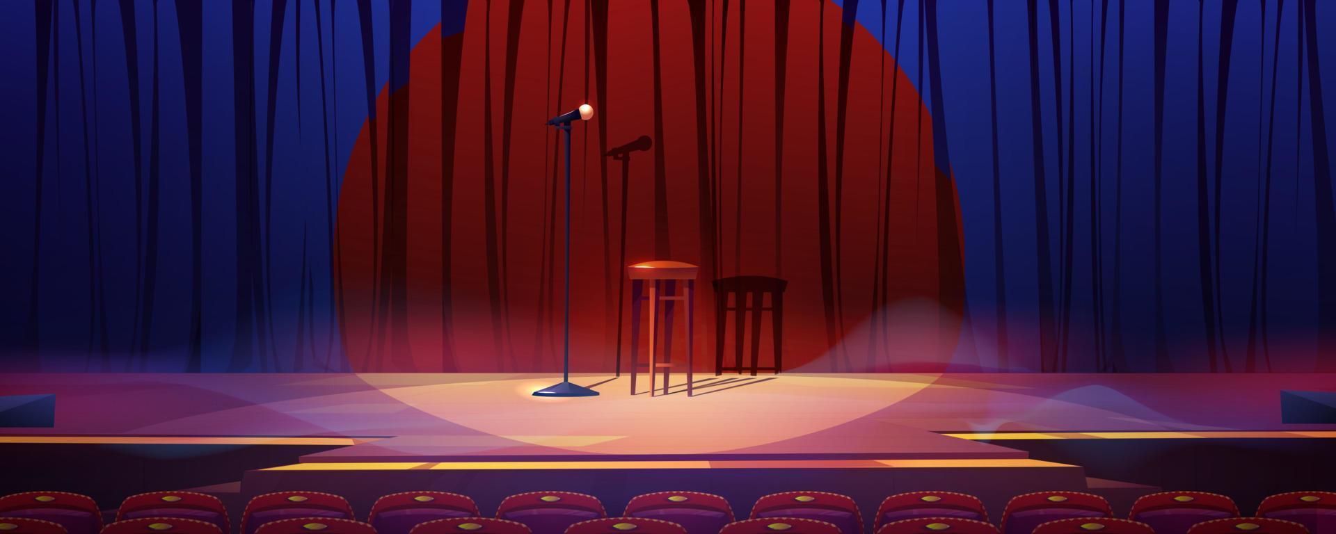 Empty stage ready for stand up show or concert vector