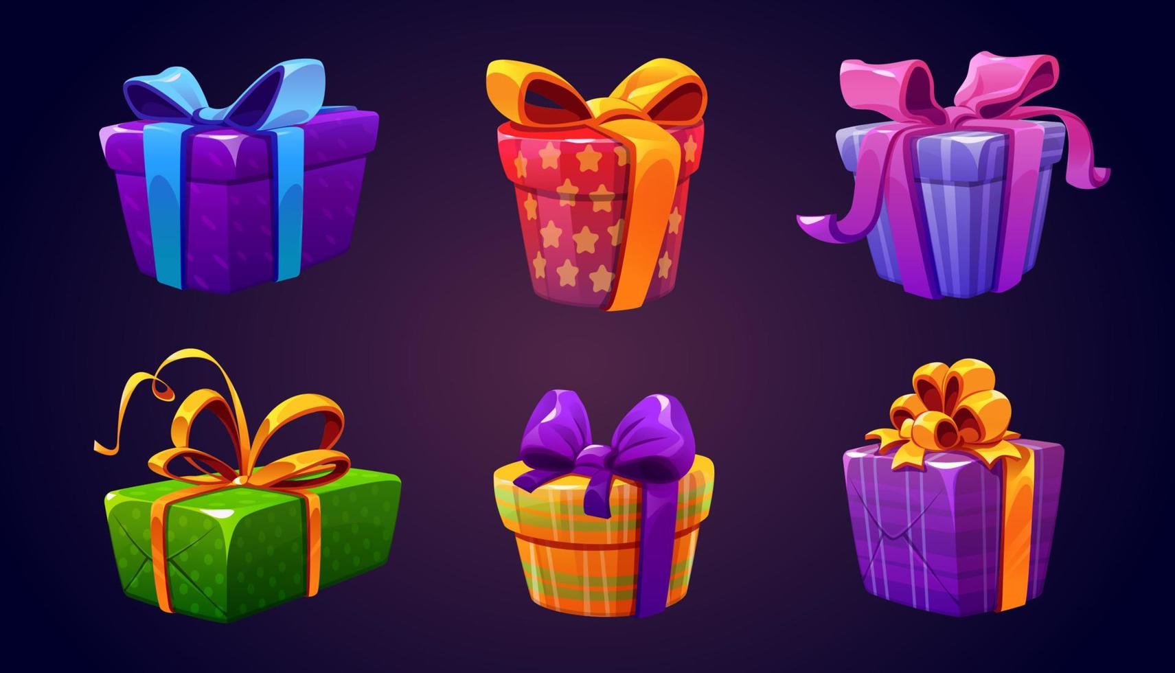 Set of closed gift boxes with bow on background vector