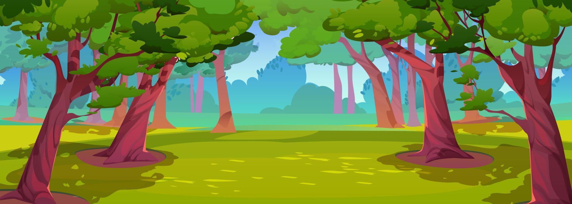 Summer forest, nature landscape, sunny green park vector