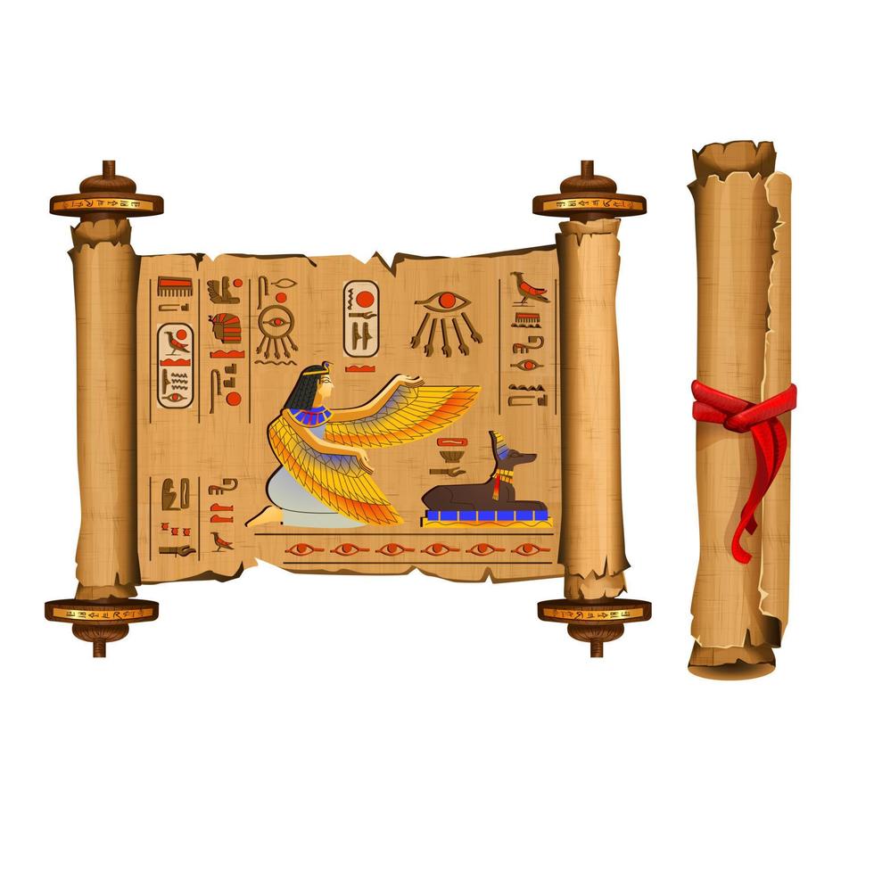 antiguo egipto papiro pergamino vector de dibujos animados