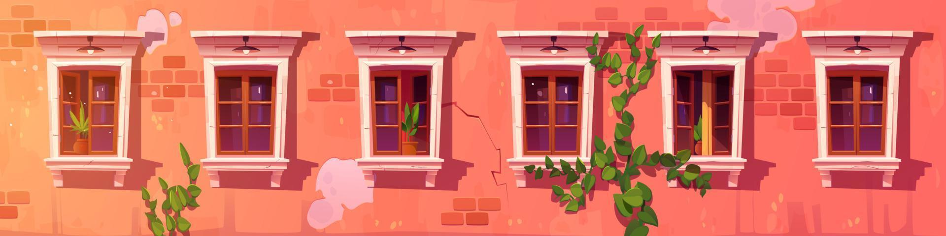 Old apartment house with classic windows vector