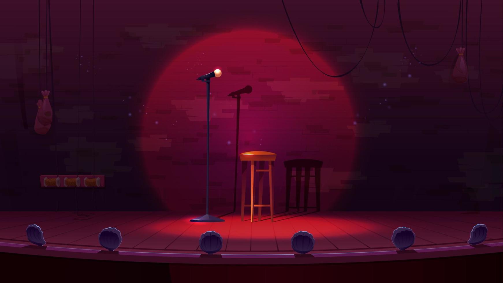 Stand up stage with mic and stool vector