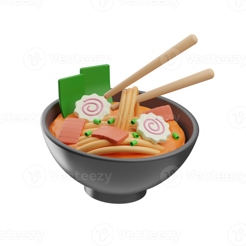 japanese ramen noodle illustration 3d png