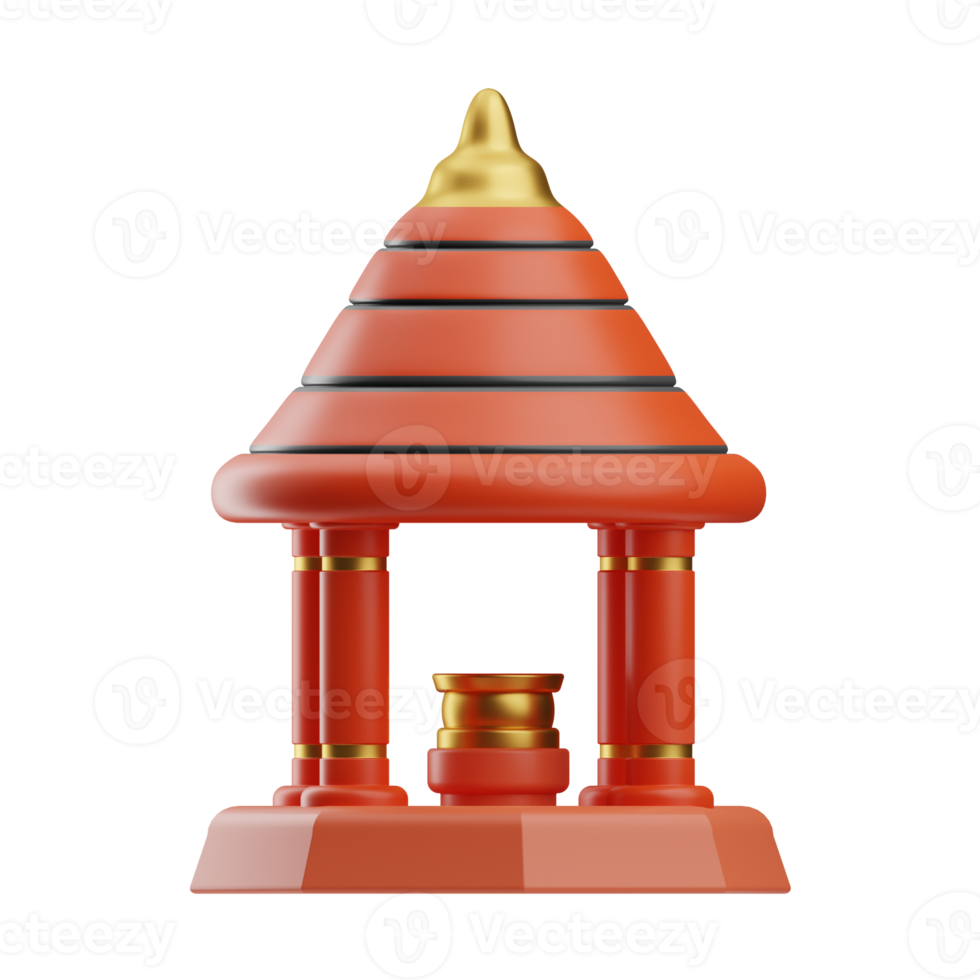 japanese objects pagoda illustration 3d png