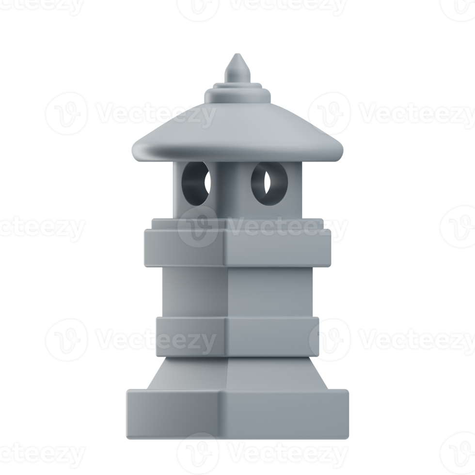 japanisch Objekte Stein Laterne Illustration 3d png