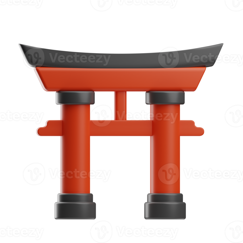 japanese objects gate illustration 3d png