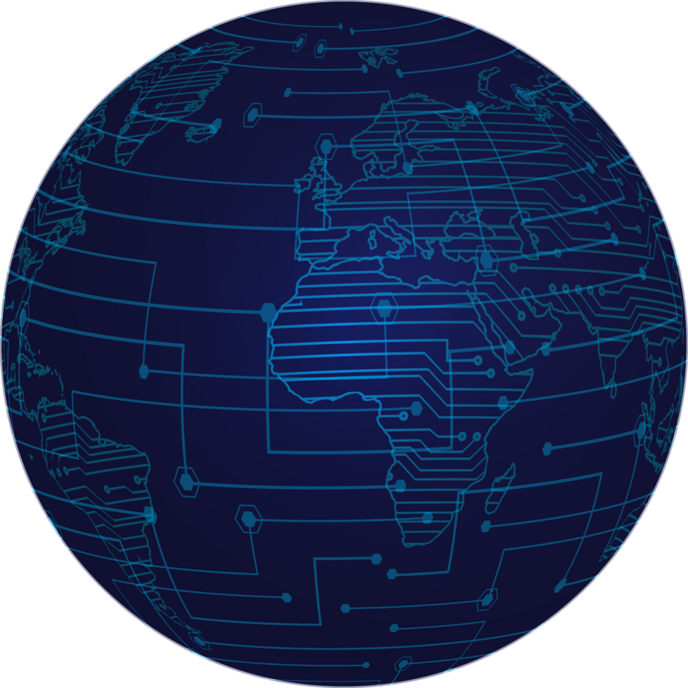 Modern Technology World Map Globe Crop-out png