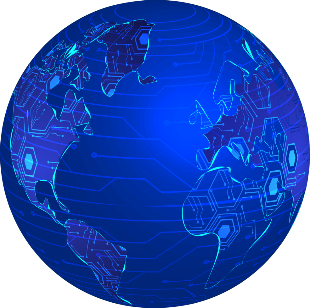 Modern Technology World Map Globe Crop-out png