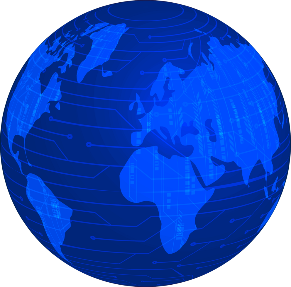 Modern Technology World Map Globe Crop-out png