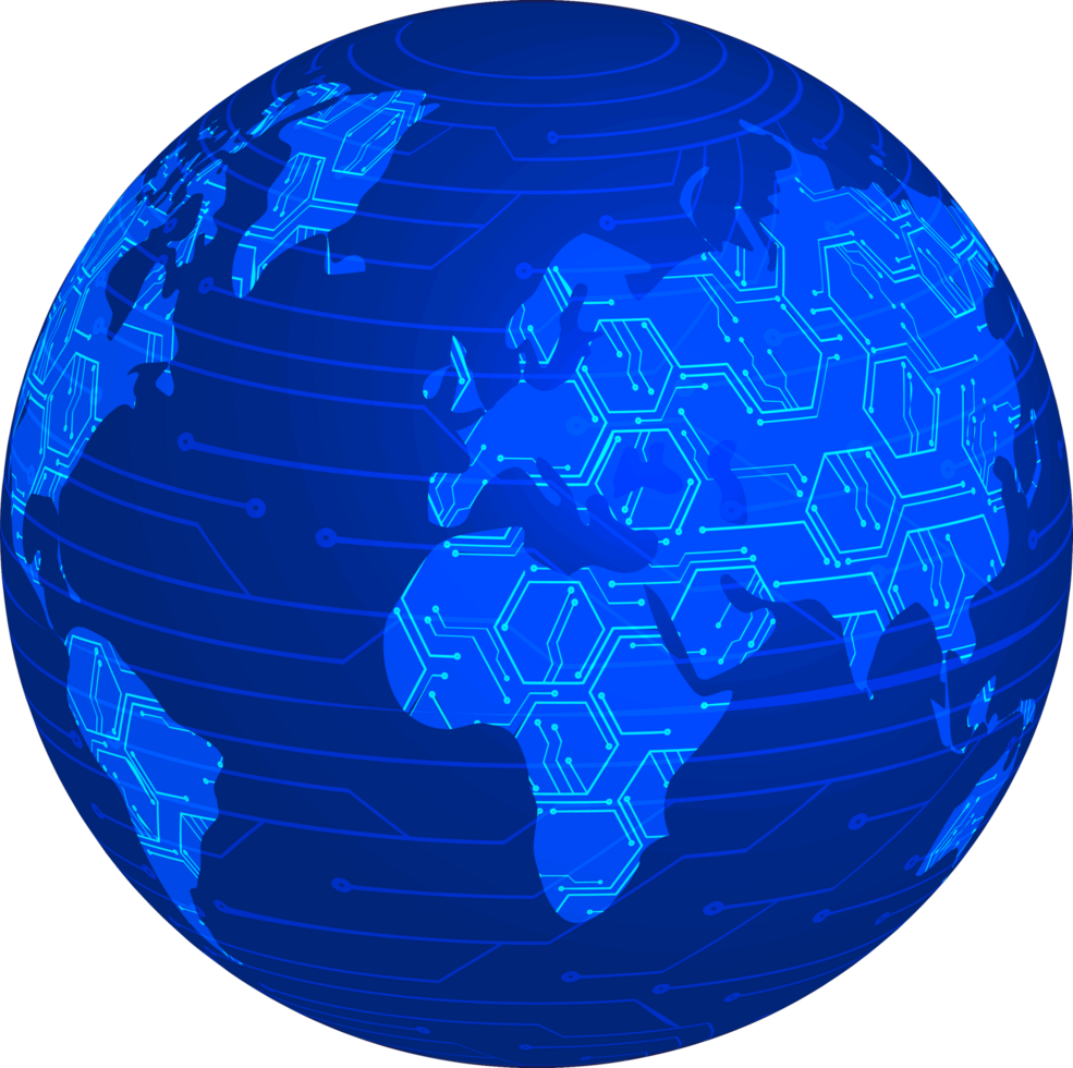 Modern Technology World Map Globe Crop-out png