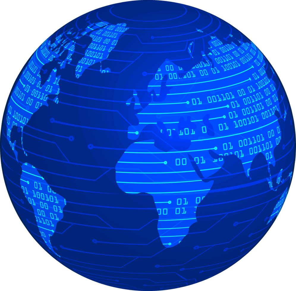 Modern Technology World Map Globe Crop-out png