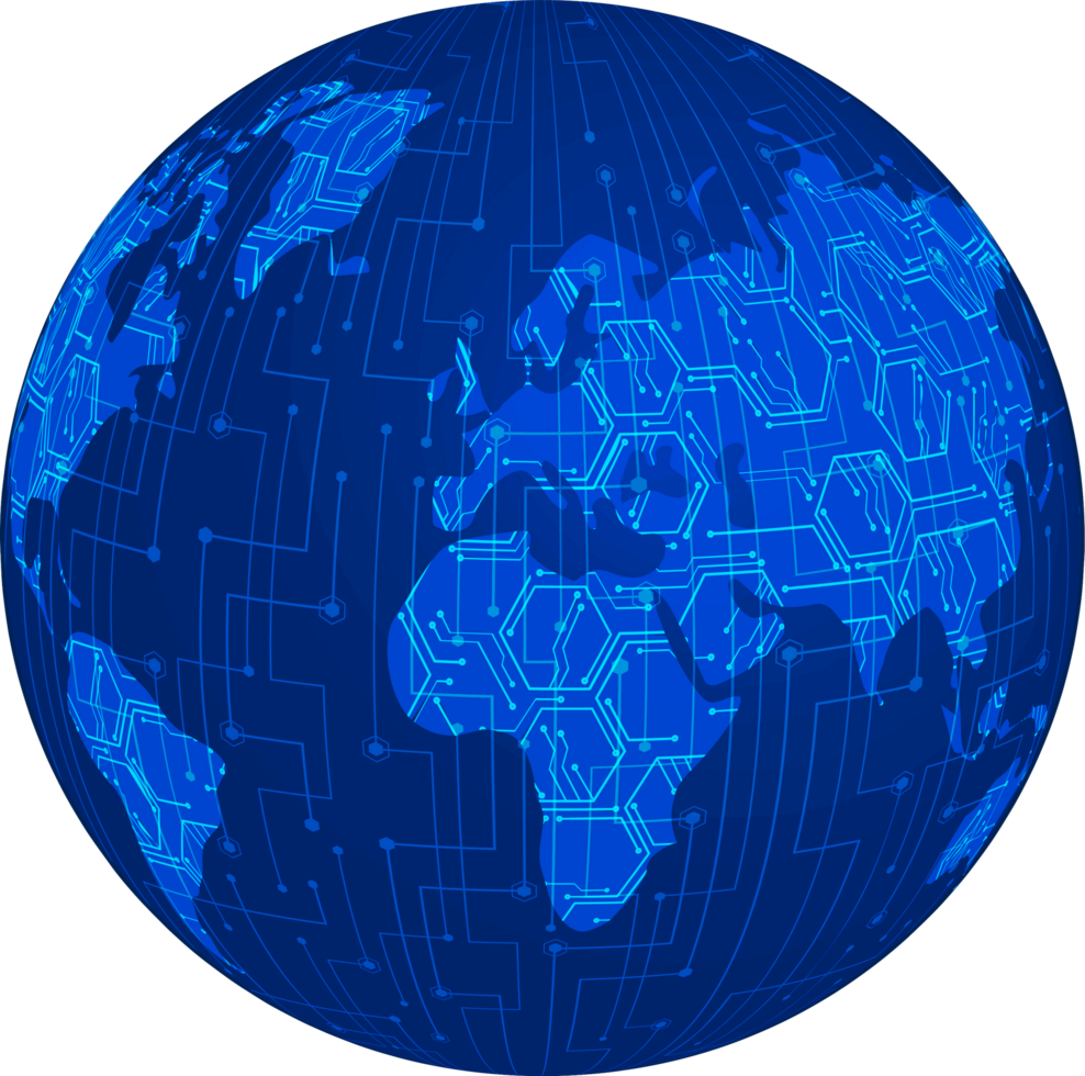 Modern Technology World Map Globe Crop-out png