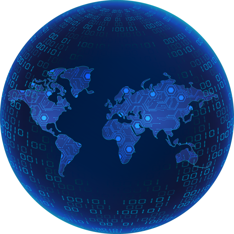 Modern Technology World Map Globe Cropout 19804585 PNG