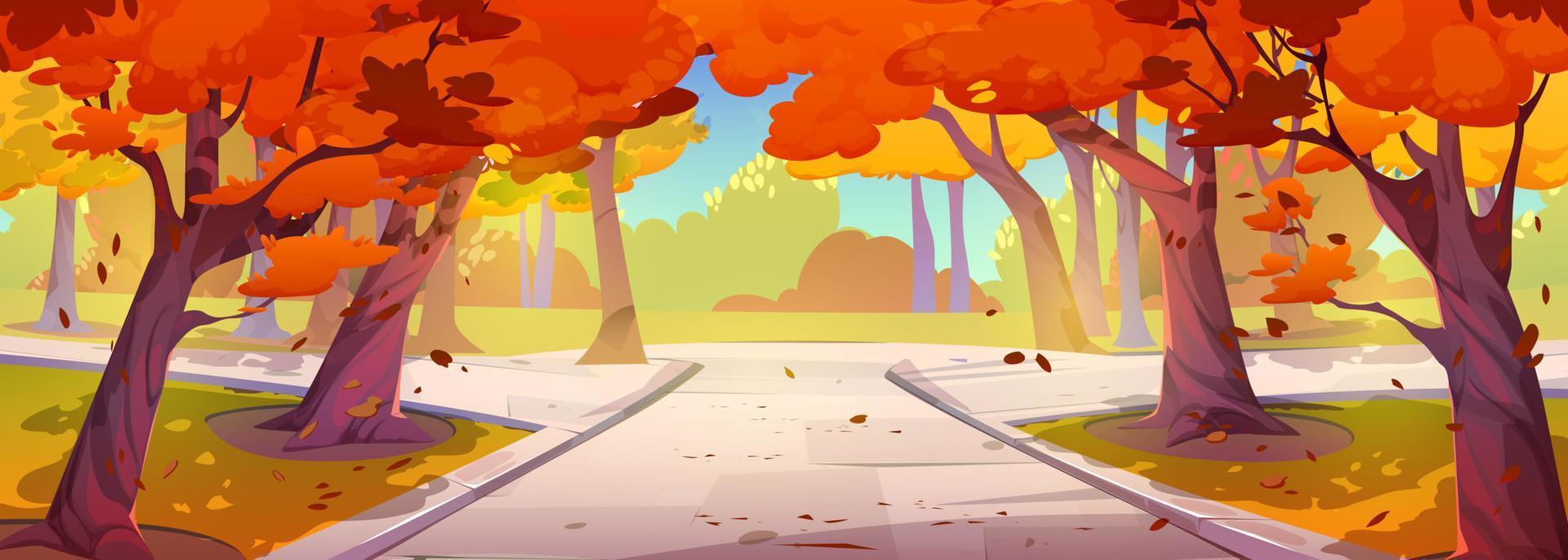 Autumn scenery, city park landscape with trees vector