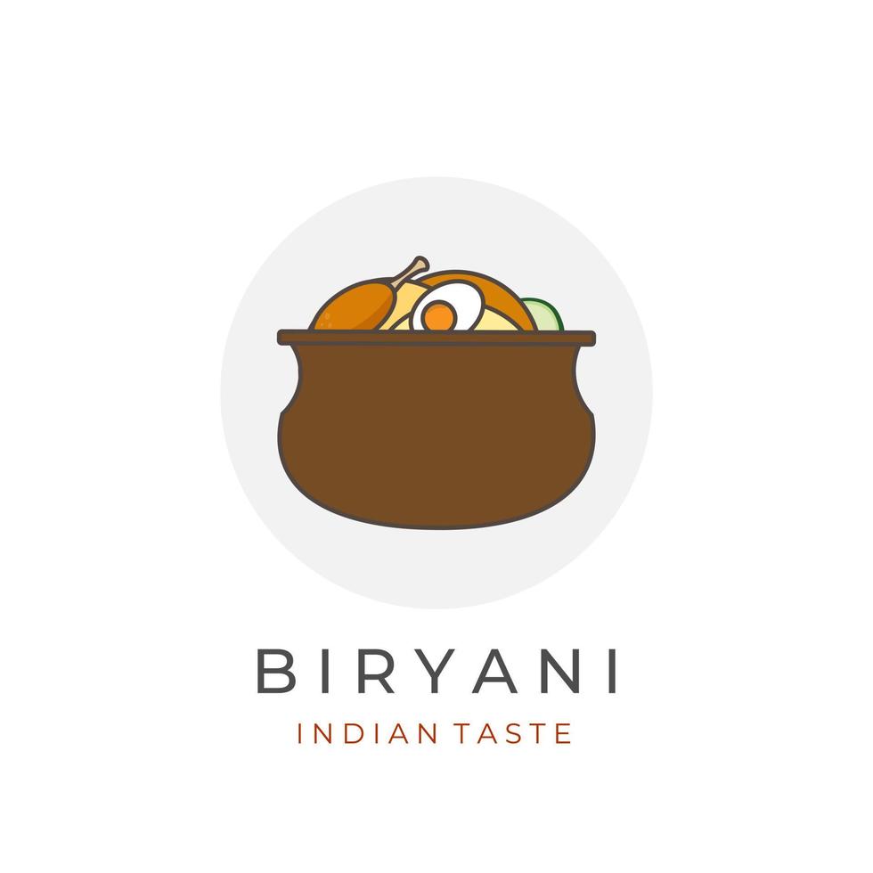 Biryani Rice Indian Food Vector Illustration Logo