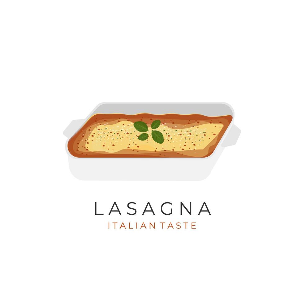 Full of Lasagna in a white Loaf Pan Vector Illustration