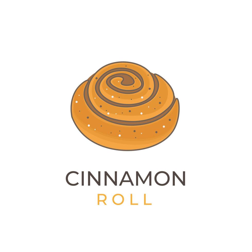 Baked Cinnamon Roll Cartoon Illustration Logo vector