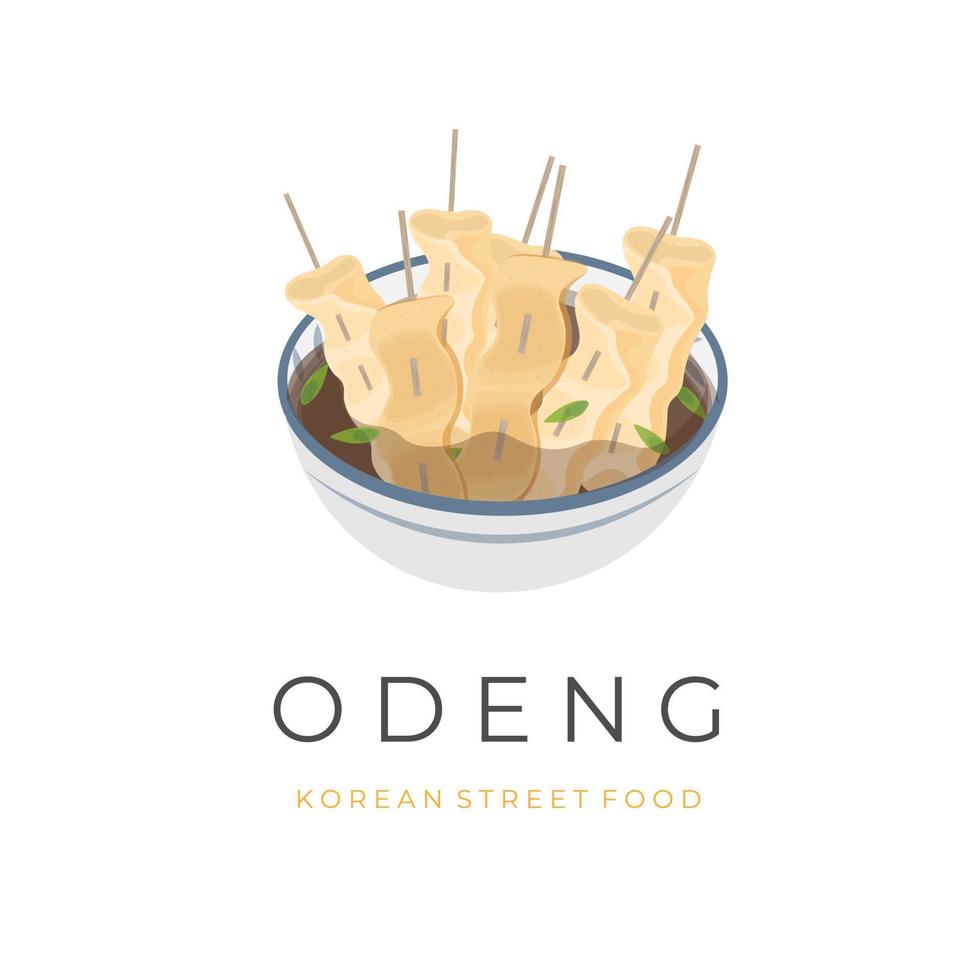 Odeng Eomuk Soup Vector Illustration Logo Served in a bowl