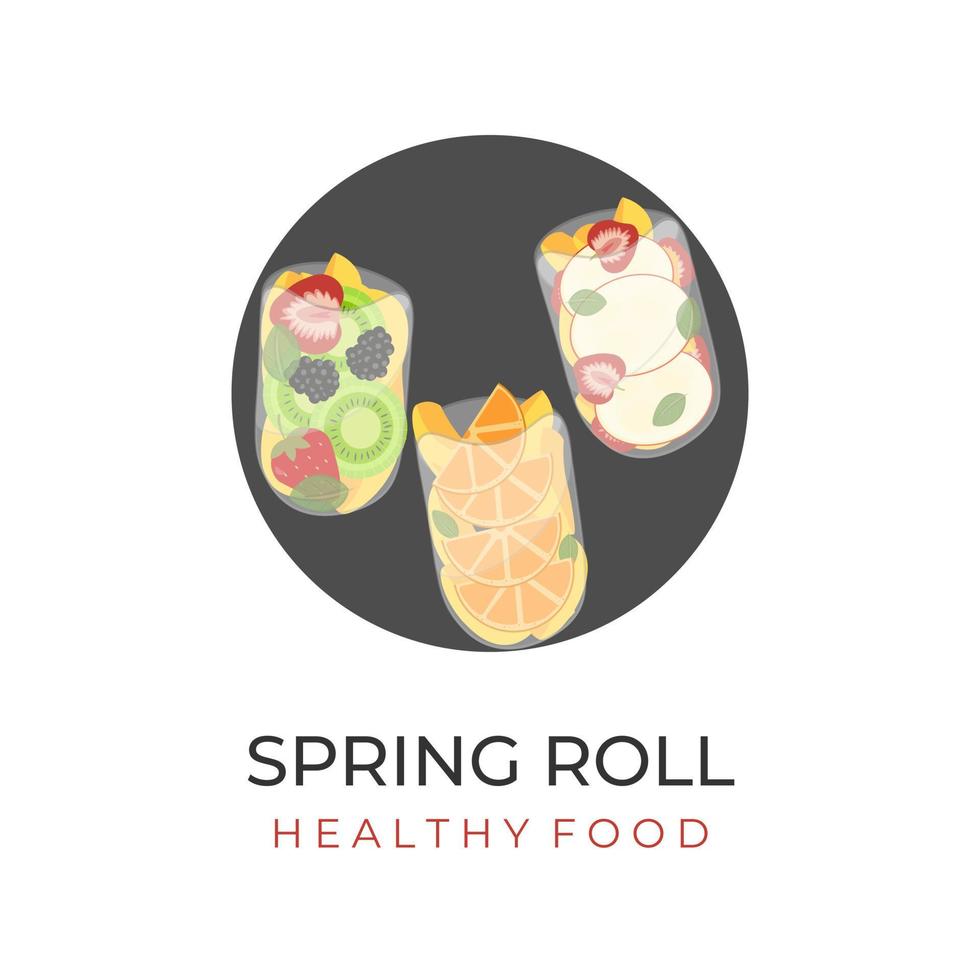 Logo Of Vietnamese Spring Roll Wrapped in Rice Paper With Delicious Fresh Fruit Filling vector