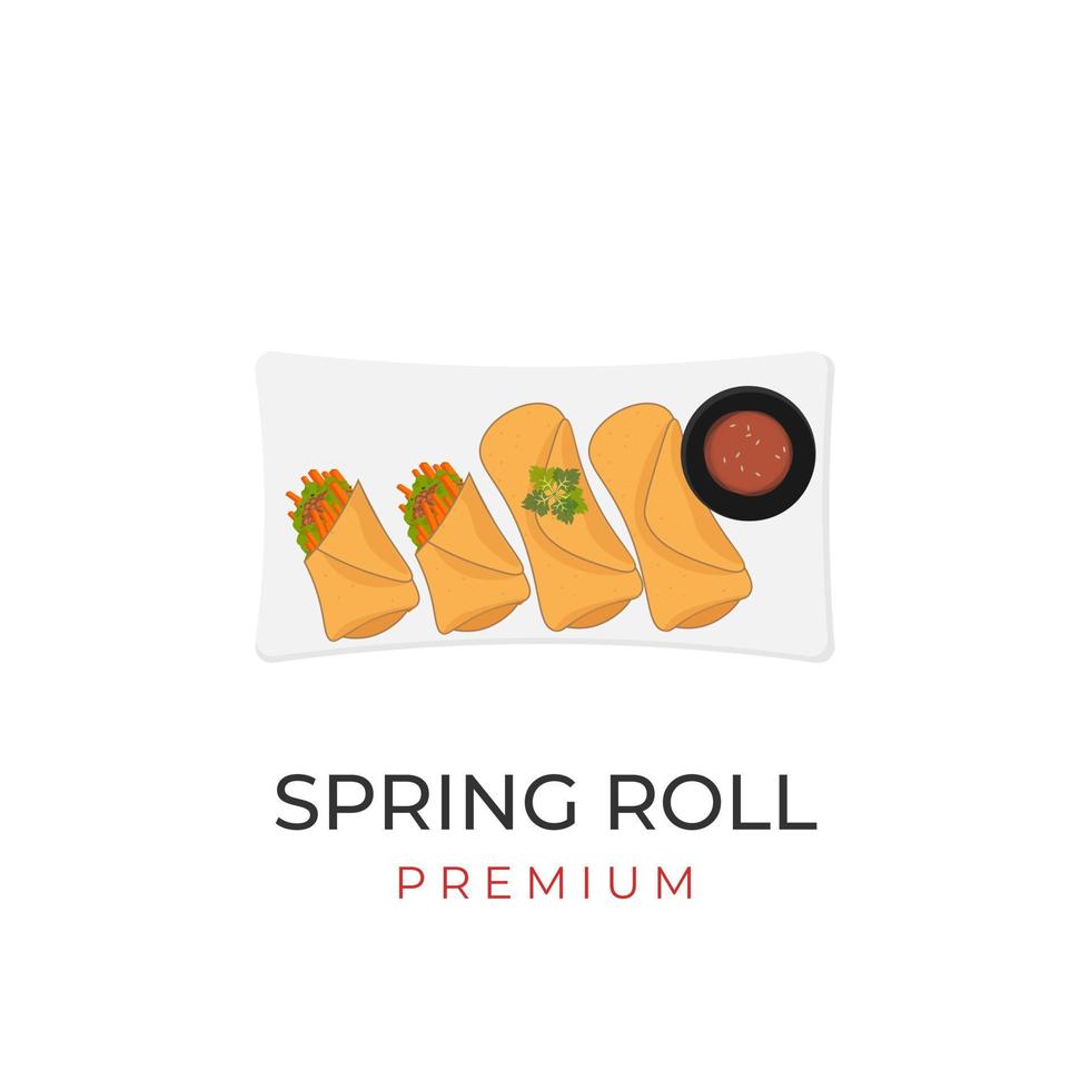 vector ilustración logo primavera rodar lumpia lleno con vegetales con extra delicioso salsa