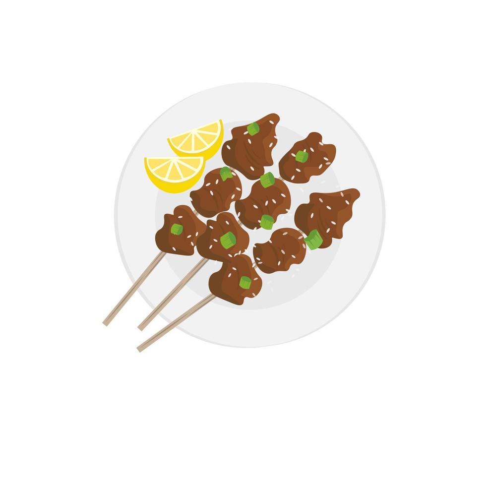 Japanese Yakitori Sate Vector Illustration Logo With Sesame And Fresh Orange