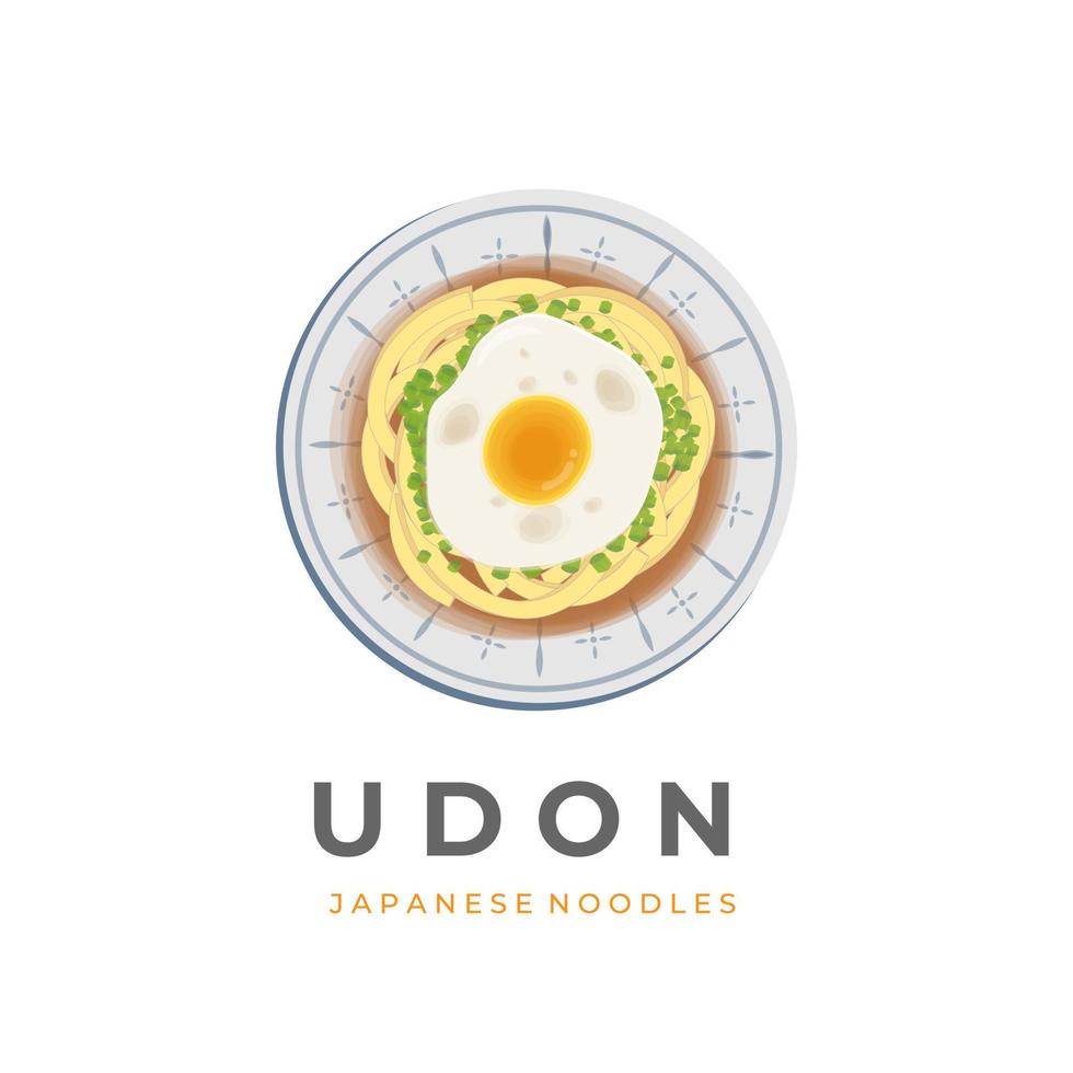 vector ilustración logo udon con huevo en un cuenco