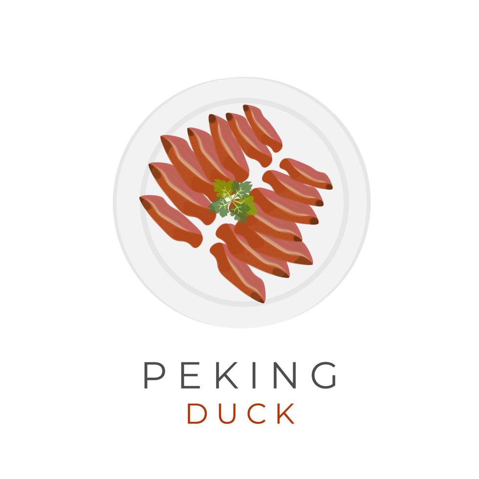 Logo Vector Illustration of Cuts of Chinese Peking Duck Served on a White Plate