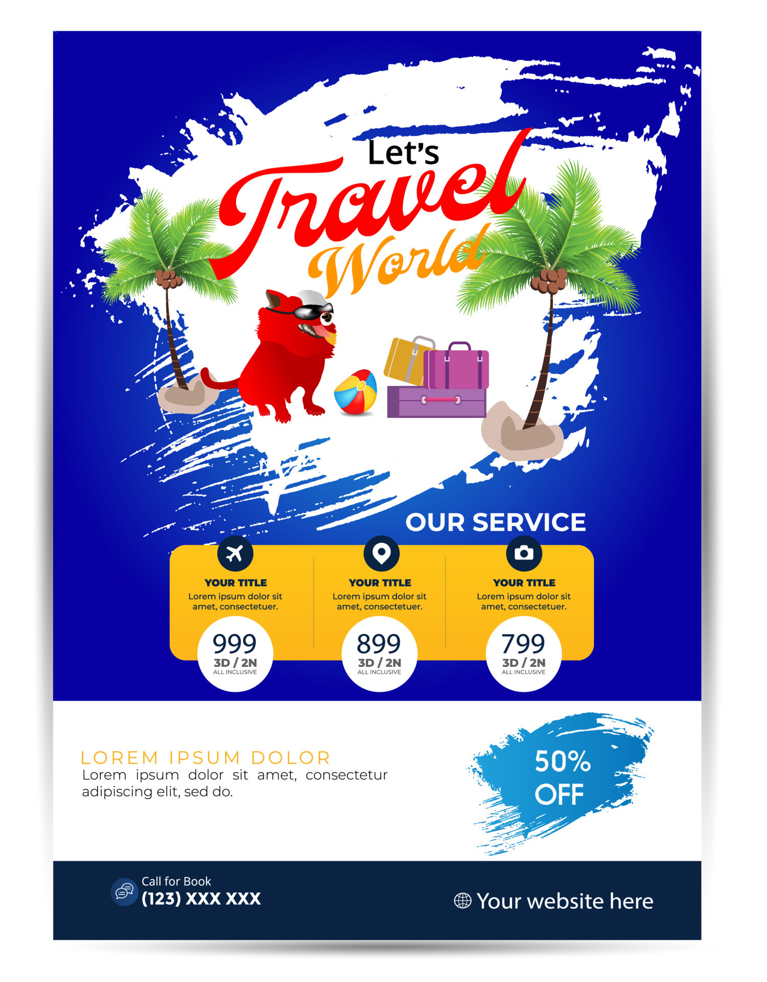Modern company tours travel flyer design Summer Holiday Tourism