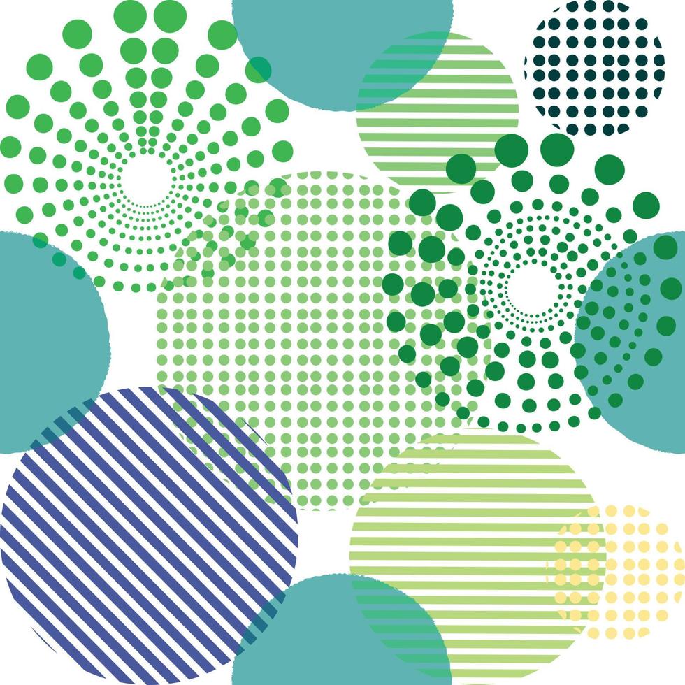 Different shaped circles green pantone seamless pattern, shiny sphere background, modern beautiful wallpaper vector