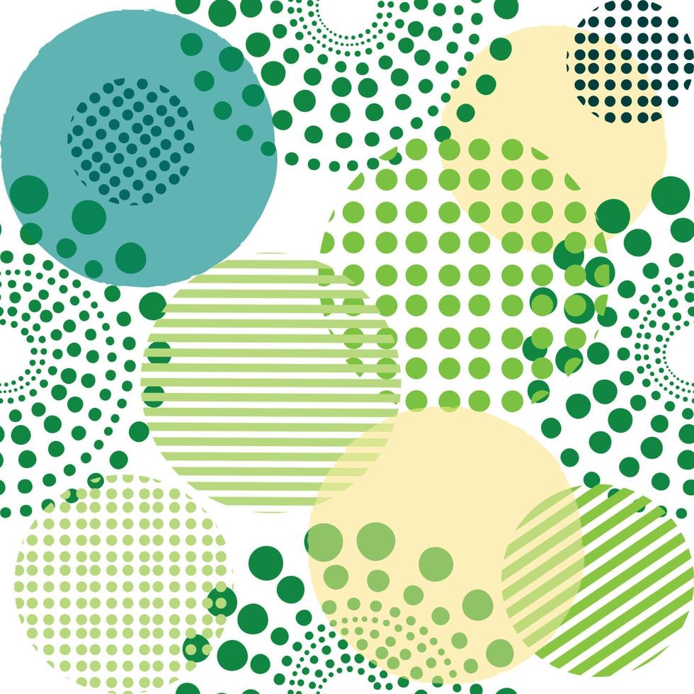 Different shaped circles green pantone seamless pattern, shiny sphere background, modern beautiful wallpaper vector