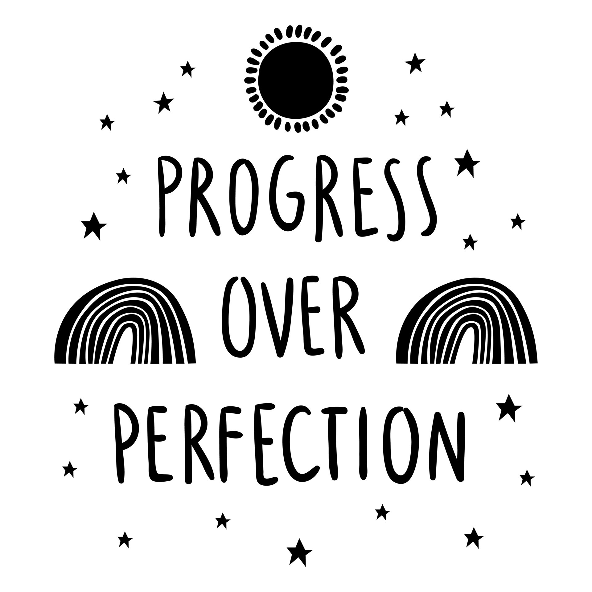 Progress Over Perfection Quote Filled Stroke 19805431 Vector Art at